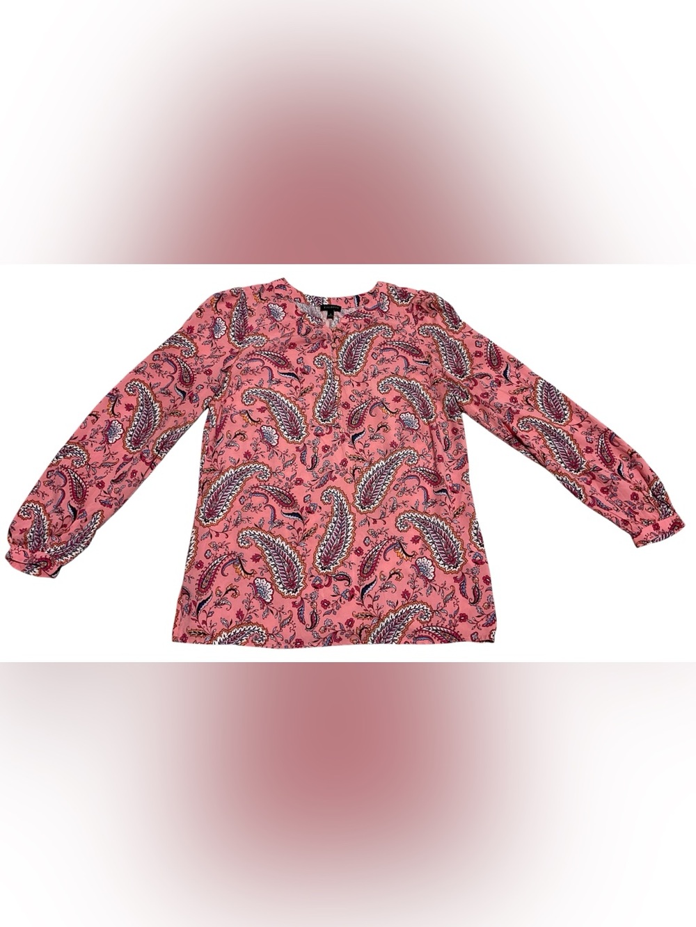 Talbots Blouse With 1/4 Button-Up Popover Floral Paisley Print In Women's Size S